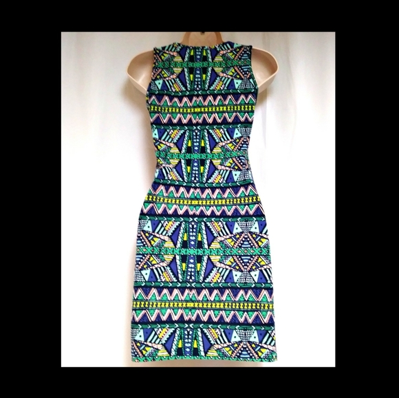 ASOS Tank Bodycon Dress Tribal Aztec Print Size 4 - Picture 2 of 5